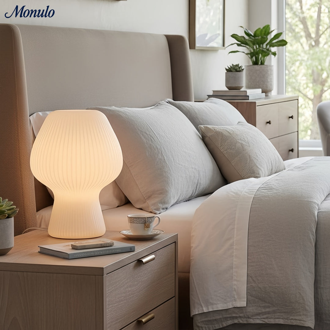 Lampe de table moderne Rivrona en verre côtelé – Éclairage d'accent design pour chambre et salon