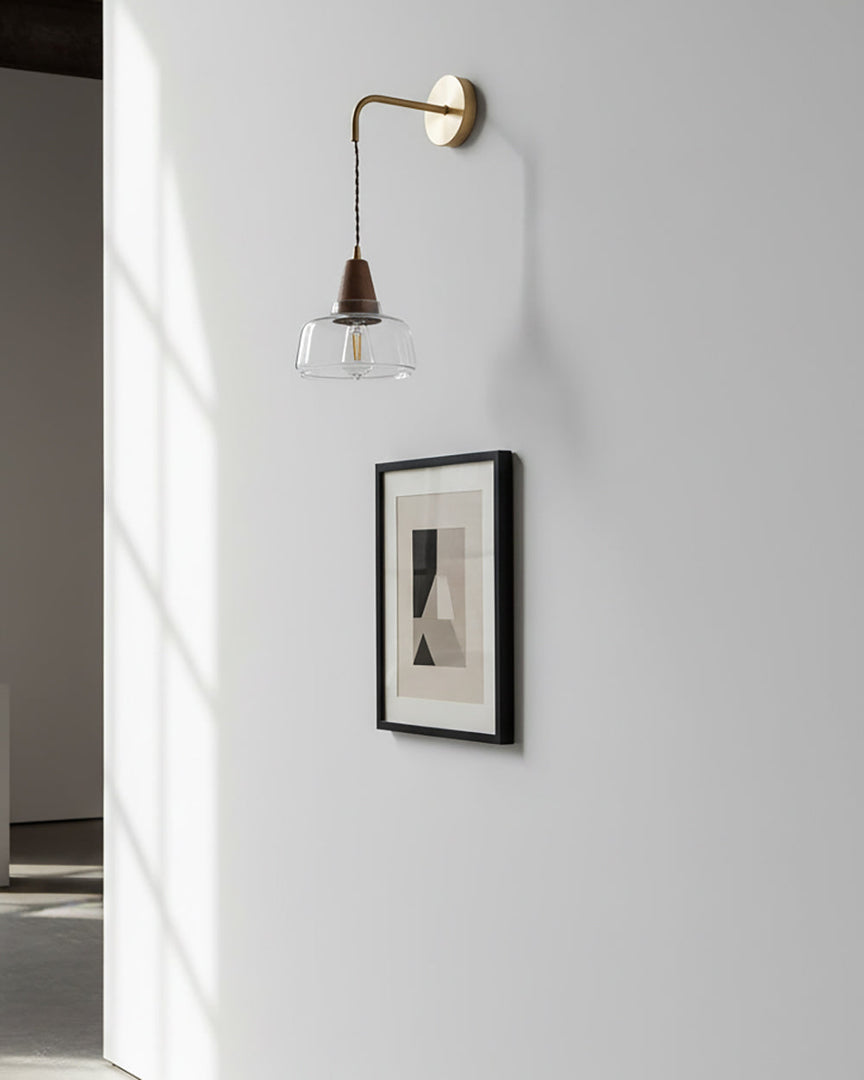 Clear Bell Glass and Brass Plug-In Wall Lamp product view