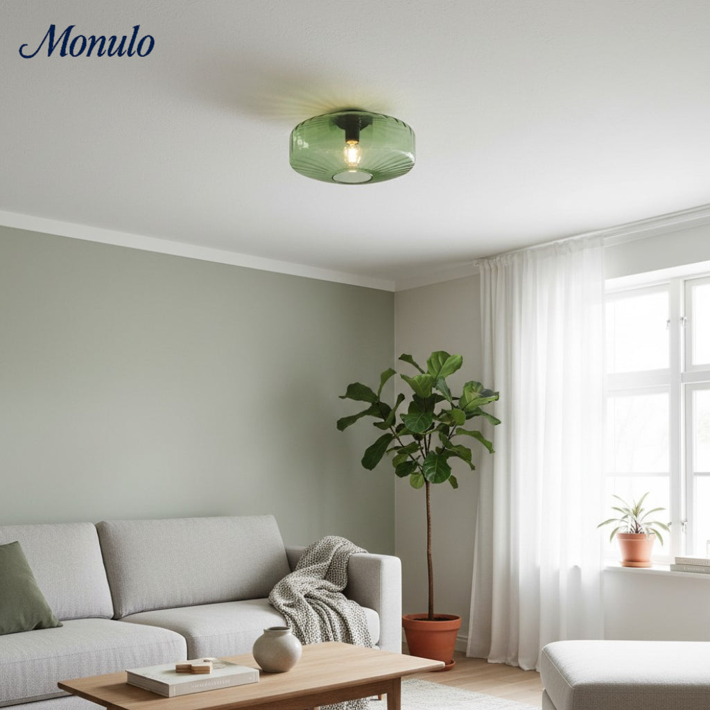 Lámpara de techo empotrada de vidrio ondulado multicolor vintage Verdoma - Lámpara de techo decorativa retro para cocina o pasillo