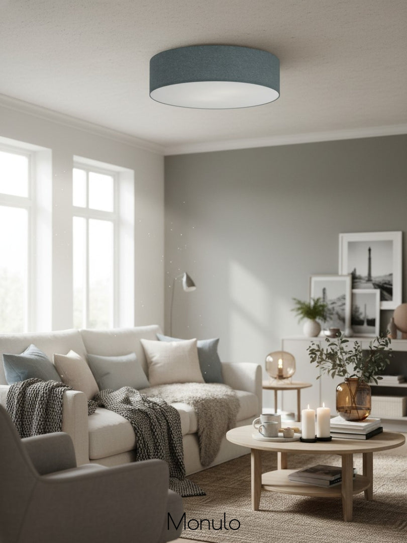 Soft Ceiling Lamp - Fabric & Acrylic Round Light for Ambient Glow
