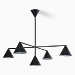 Cargar imagen en el visor de la Galería, Lámpara de araña de metal con pantalla cónica Brivana: lámpara de comedor minimalista lineal
