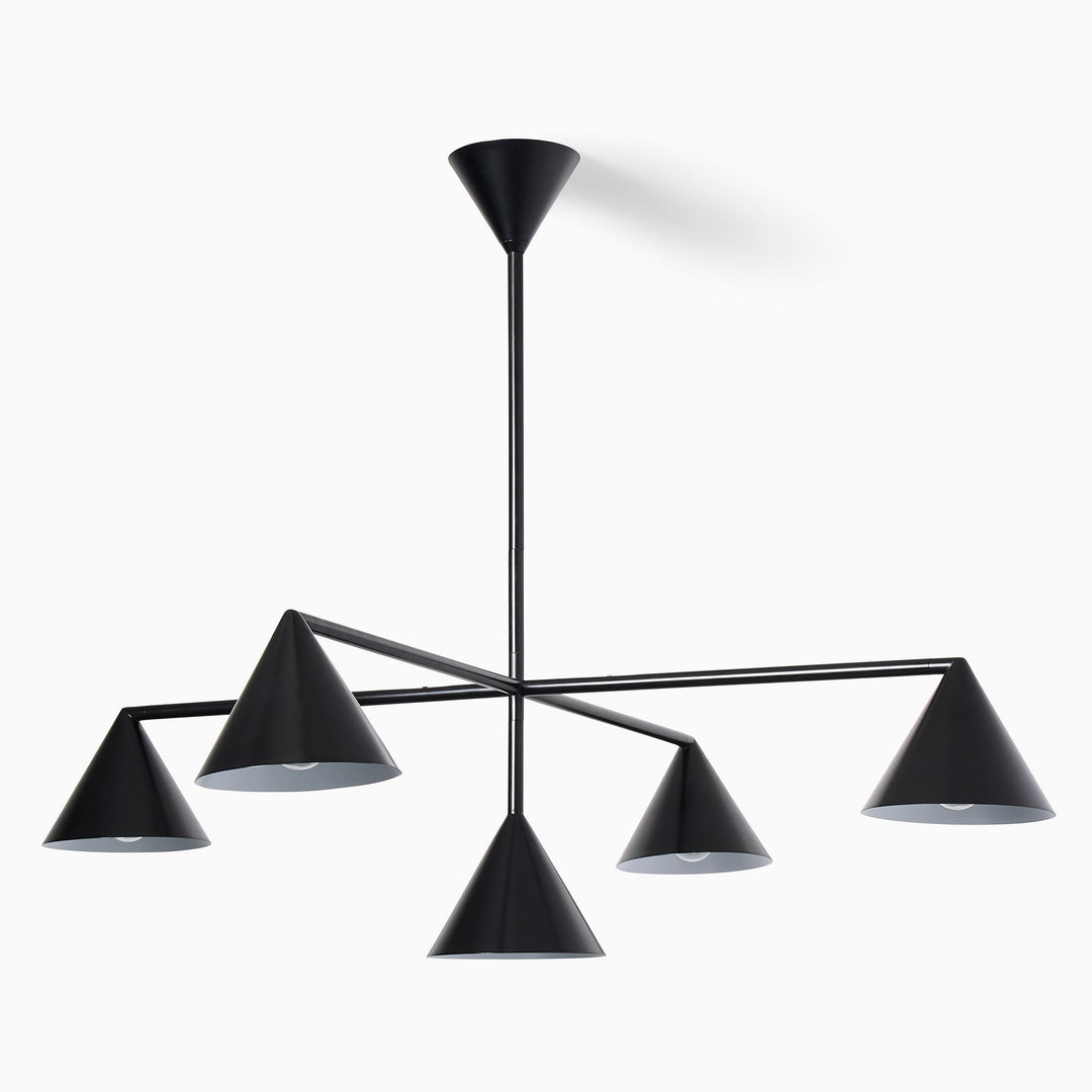 Lámpara de araña de metal con pantalla cónica Brivana: lámpara de comedor minimalista lineal