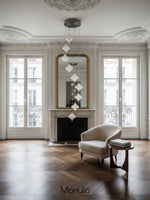 Load image into Gallery viewer, Art Deco Star Staircase Pendant Light – Frosted Glass Hanging Fixture –  Astris Altair

