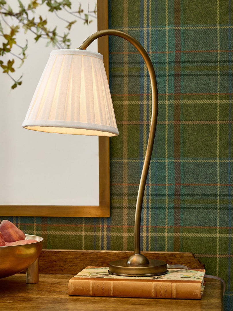 Fabric Table Lamp with Drum Shade - Modern Pleated Task Light