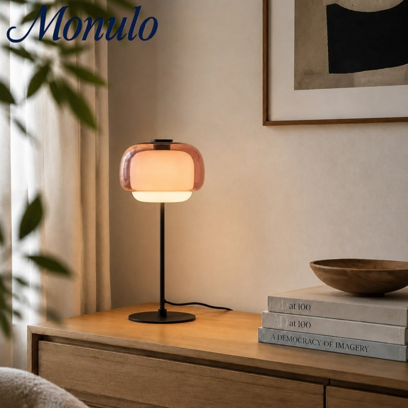 Clinco Tönungsglas Pilz-Silhouette Tischlampe – Vielseitige Designer-Tischbeleuchtung für Sideboard oder Nachttisch