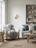 Load image into Gallery viewer, Kalvora Drum Shade Wall Sconce – Fabric Sconce Light for Cozy Cottage Lighting
