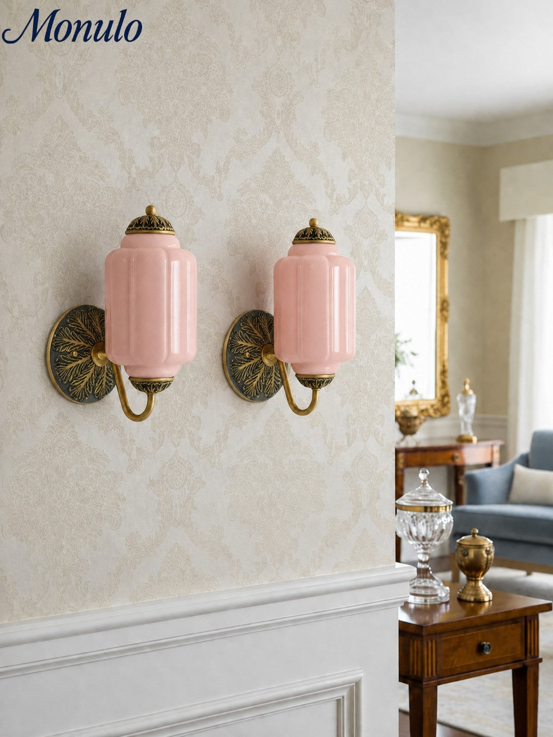 Vintage Milchglas Wandleuchte Nachttisch Flur Eloise Wandleuchte