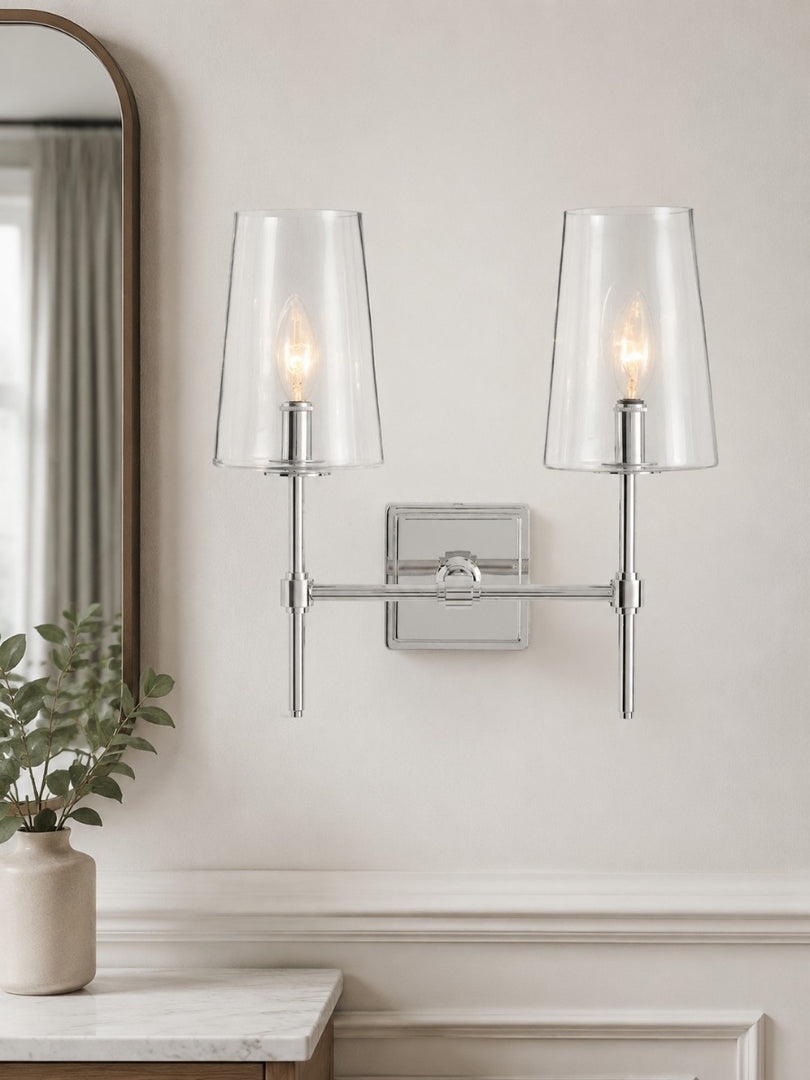 Derlina Clear Glass Sconce - Elegant Single To Triple Vanity Sconce