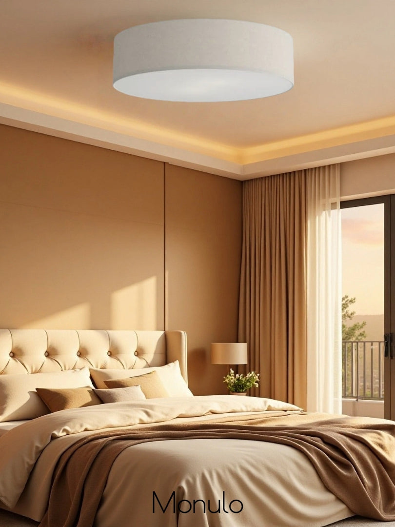 Soft Ceiling Lamp - Fabric & Acrylic Round Light for Ambient Glow