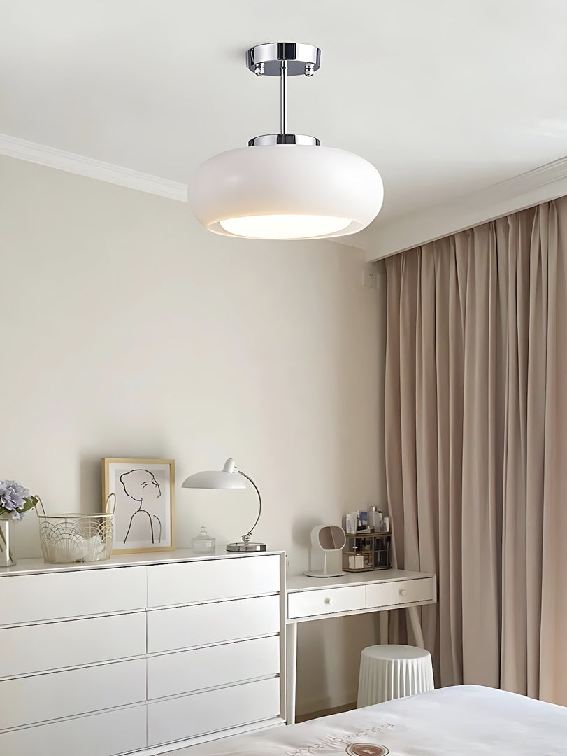 Retro Brass Bauhaus Glass Disc Ceiling Lamp