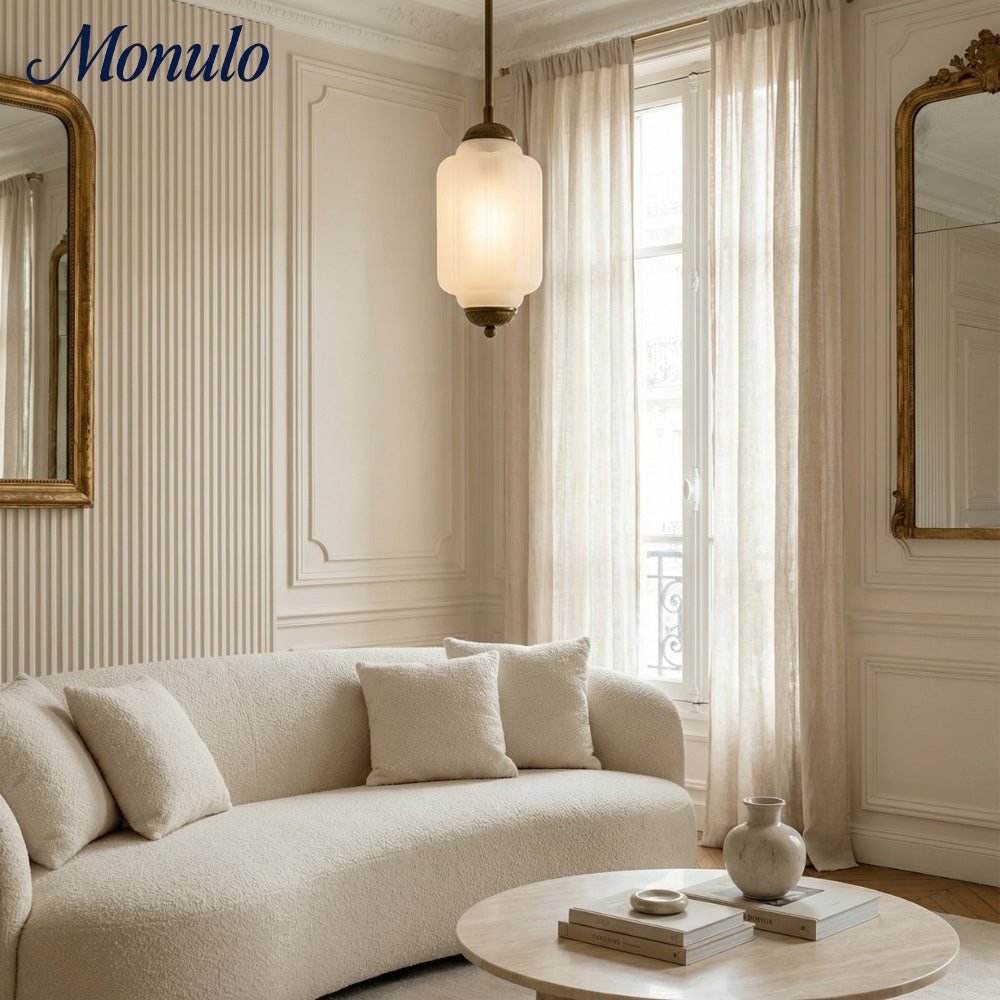 Eloise Vintage Inspired Scalloped Milk Glass Pendant - Modern Accent Light for Kitchen and Bedroom