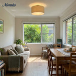 Cargar imagen en el visor de la Galería, Lámpara de techo empotrada Jelvane Linen Drum: moderna lámpara de techo de tela para dormitorio