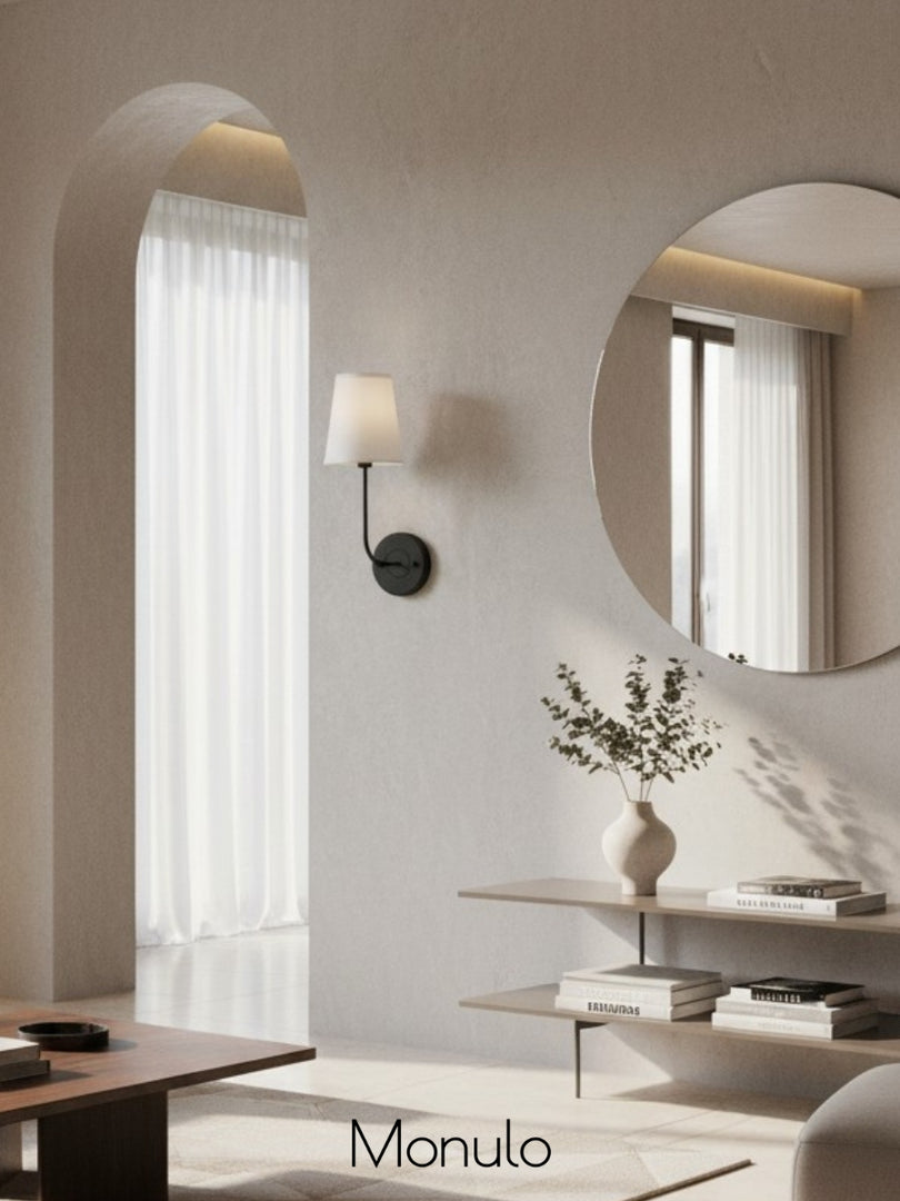 American Industrial Style Vintage Brass Fabric Wall Sconce