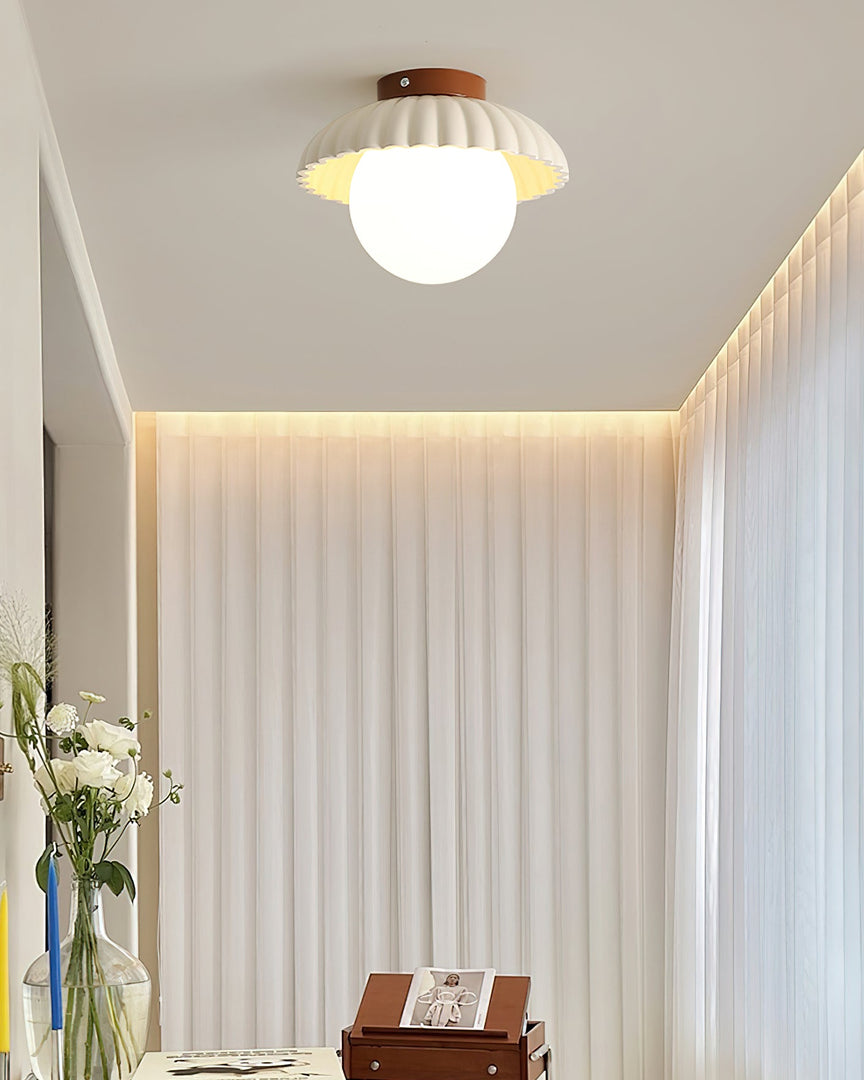 Plafonnier élégant de style Alien Cream en métal beige et verre