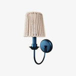 Cargar imagen en el visor de la Galería, Matte black wall sconce with C woven shade