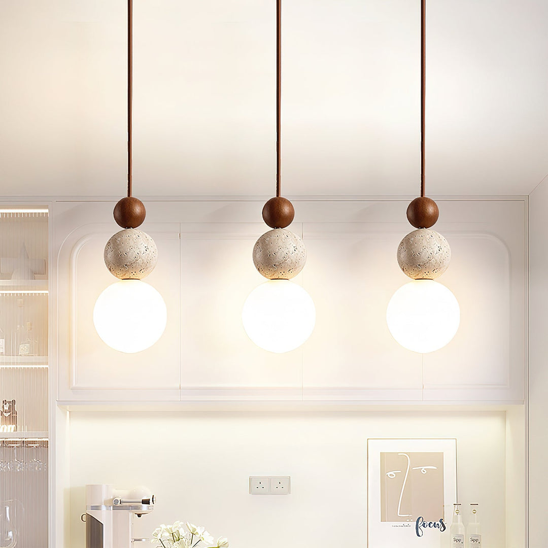 Modern Travertine Stone Globe Pendant Lamp M08