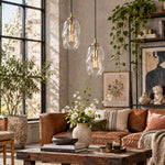 Load image into Gallery viewer, Hand-Blown Glass Globe Pendant with two shade heights and a rounded shade