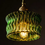 Bild in Gallery-Viewer laden, Vintage Ripple Glass Pendant Light With Warm Brass Accent