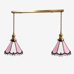 Bild in Gallery-Viewer laden, Pink two-light stained glass linear pendant