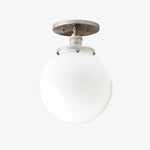 Bild in der Galerieansicht laden, Glorica Glass Mid Century Semi Flush Ceiling Light - White Opal Glass Globe Fixture
