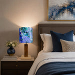 Load image into Gallery viewer, Colorful printed fabric table lamp in a styled interior