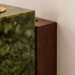 Bild in Gallery-Viewer laden, Close-up of jade shade and dark wood mounting plate