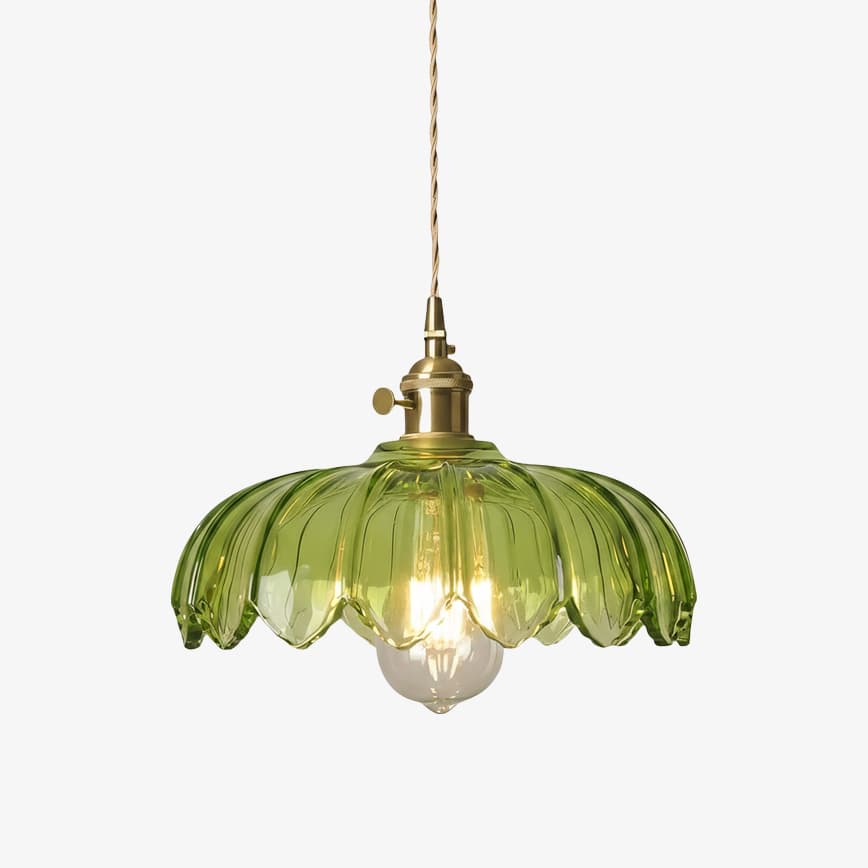 Lámpara Colgante de Vidrio con Diseño de Tulipán Rústico Petalbloom – Lámpara Colgante con Diseño de Capullo Floral para Comedor N58