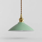 Load image into Gallery viewer, Celadon glaze ceramic pendant light with brass base