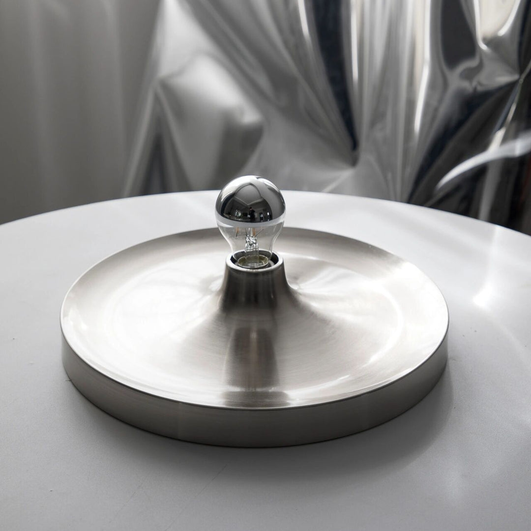 Plafonnier contemporain Space Age Disc, finition chromée