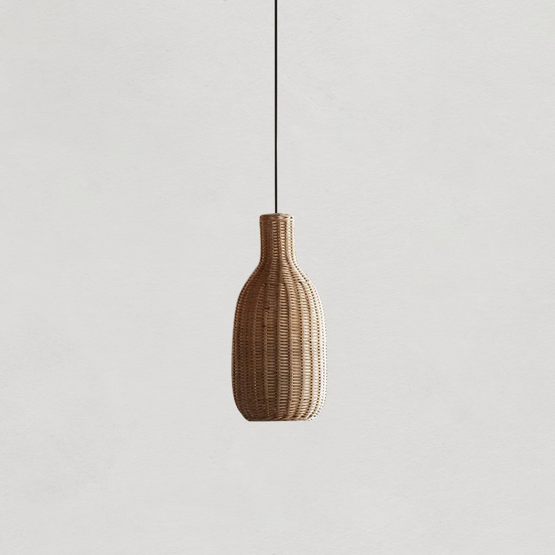 Lampe à suspension vintage en rotin