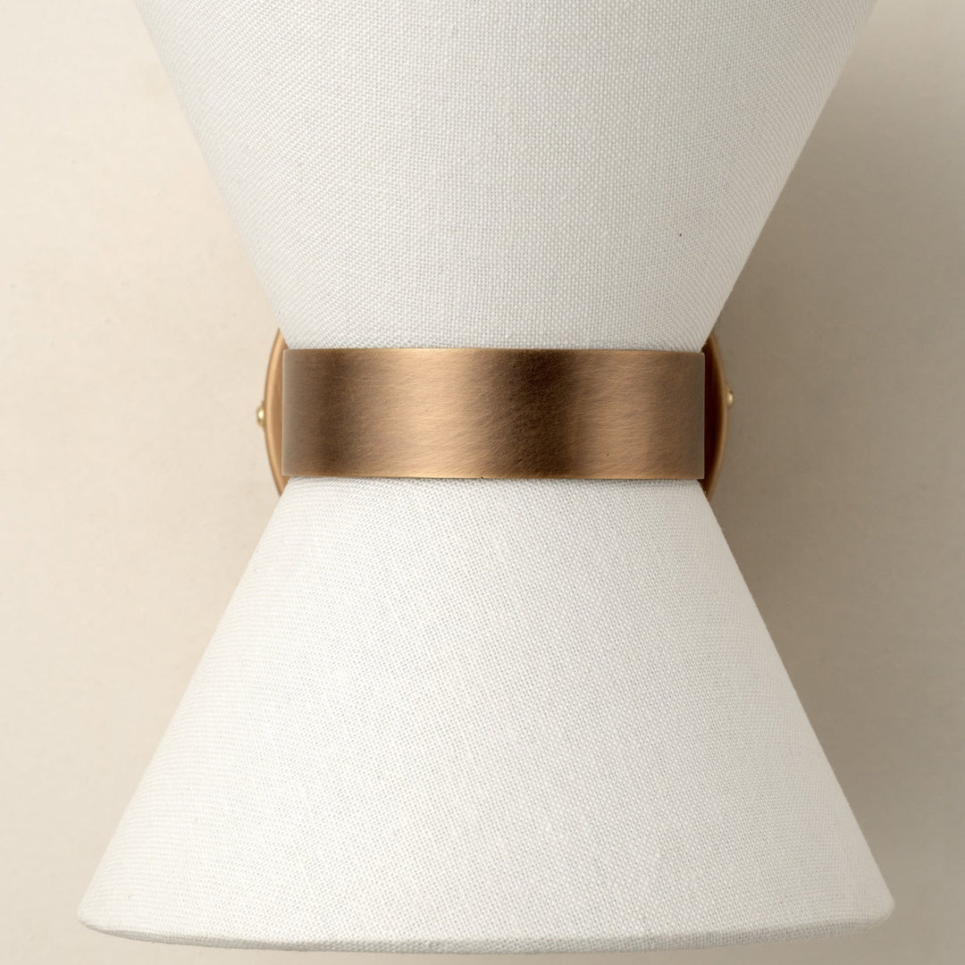 Ankora Bow-Tie Linen Shade Wall Light with Aged Brass Finish for Hallway and Bedroom