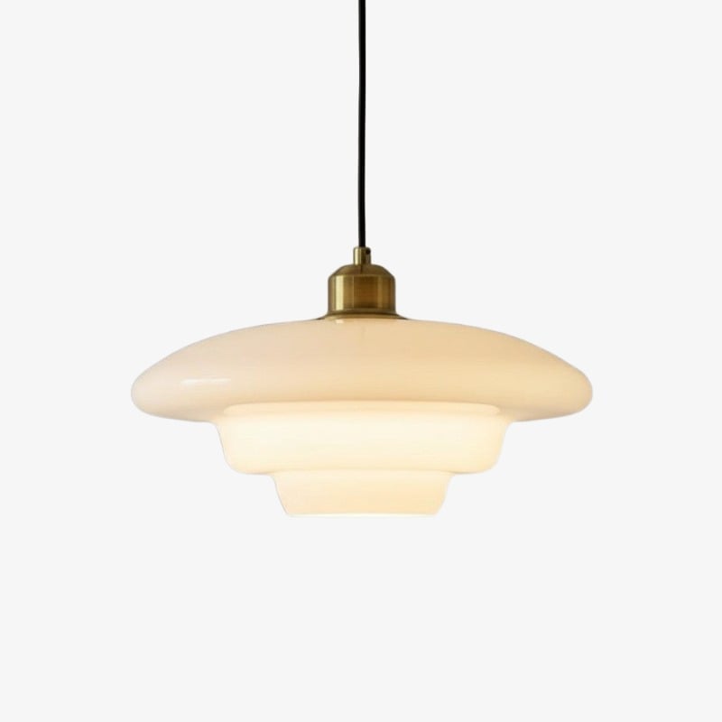 Suspension Art Déco Opalisse – Lampe de Plafond à Dôme en Verre Opalin pour Salle à Manger N07