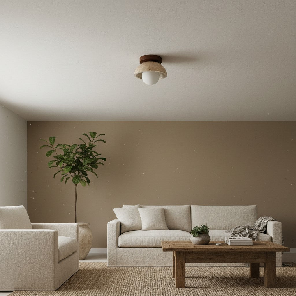 Travira Ceiling Light Textured Bowl Design Flush Mount Ceiling Lamp – Organic Style for Living Rooms