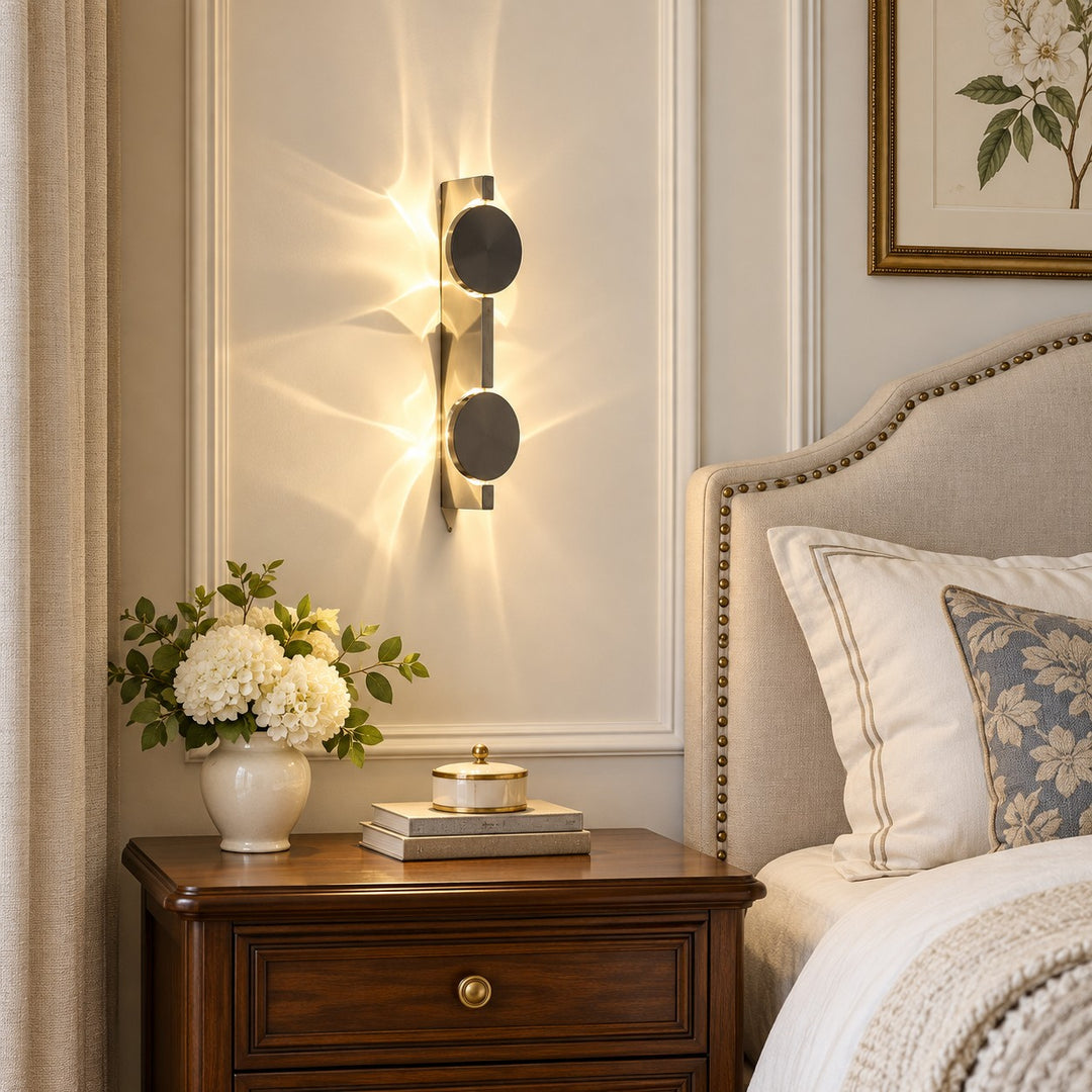 Ripple Head Turning Disc Brushed Metal Wall Sconce