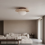 Load image into Gallery viewer, Calivra Modern Travertine Round Ceiling Light - Minimalist Flush Mount Lamp for Hallway and Bedroom