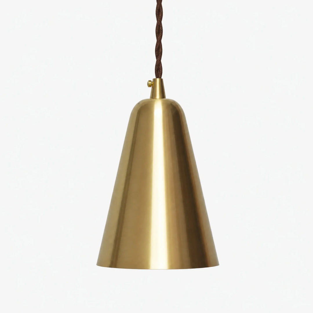 Straight pendant light shade in natural brass