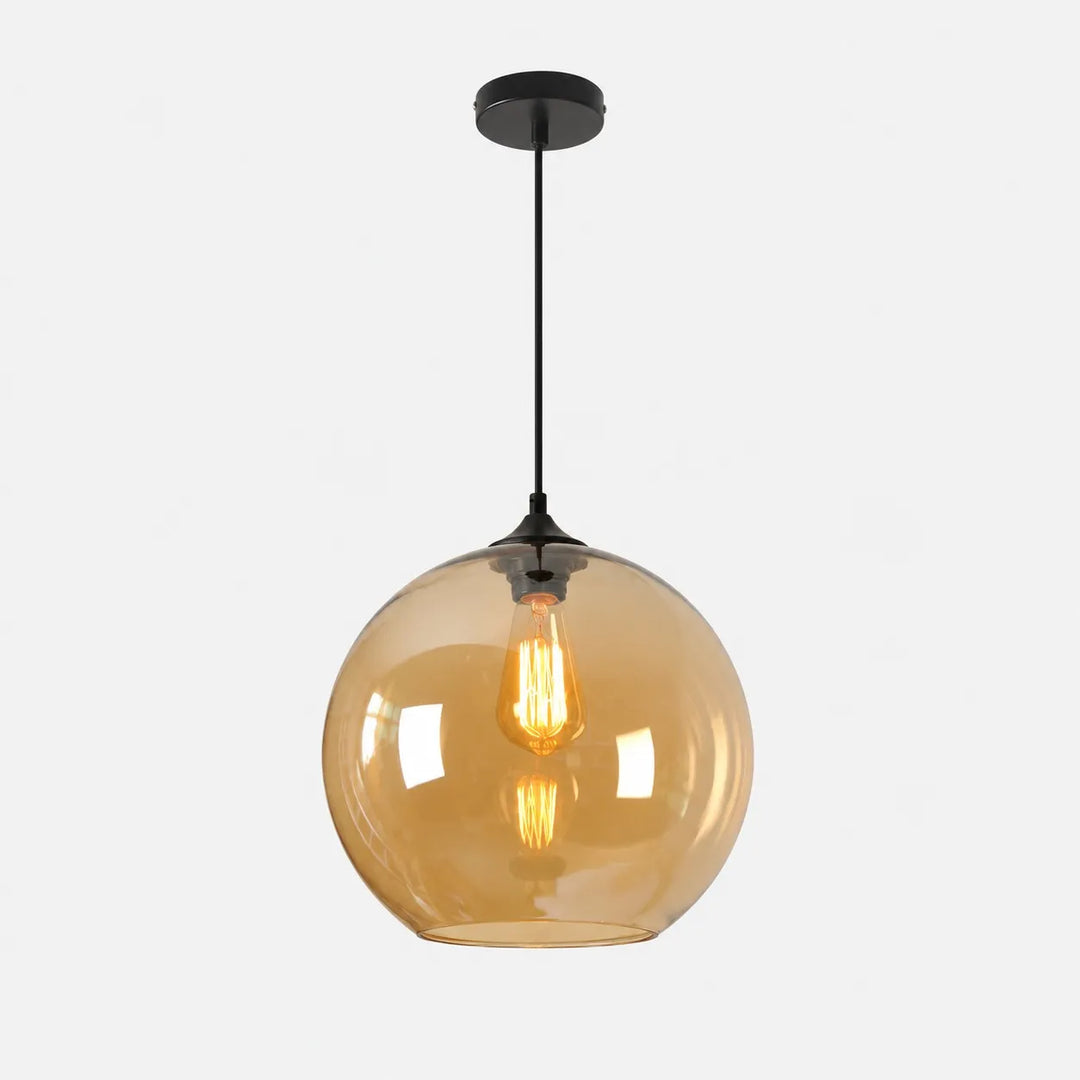 Smoky Gray Glass Globe Pendant Light