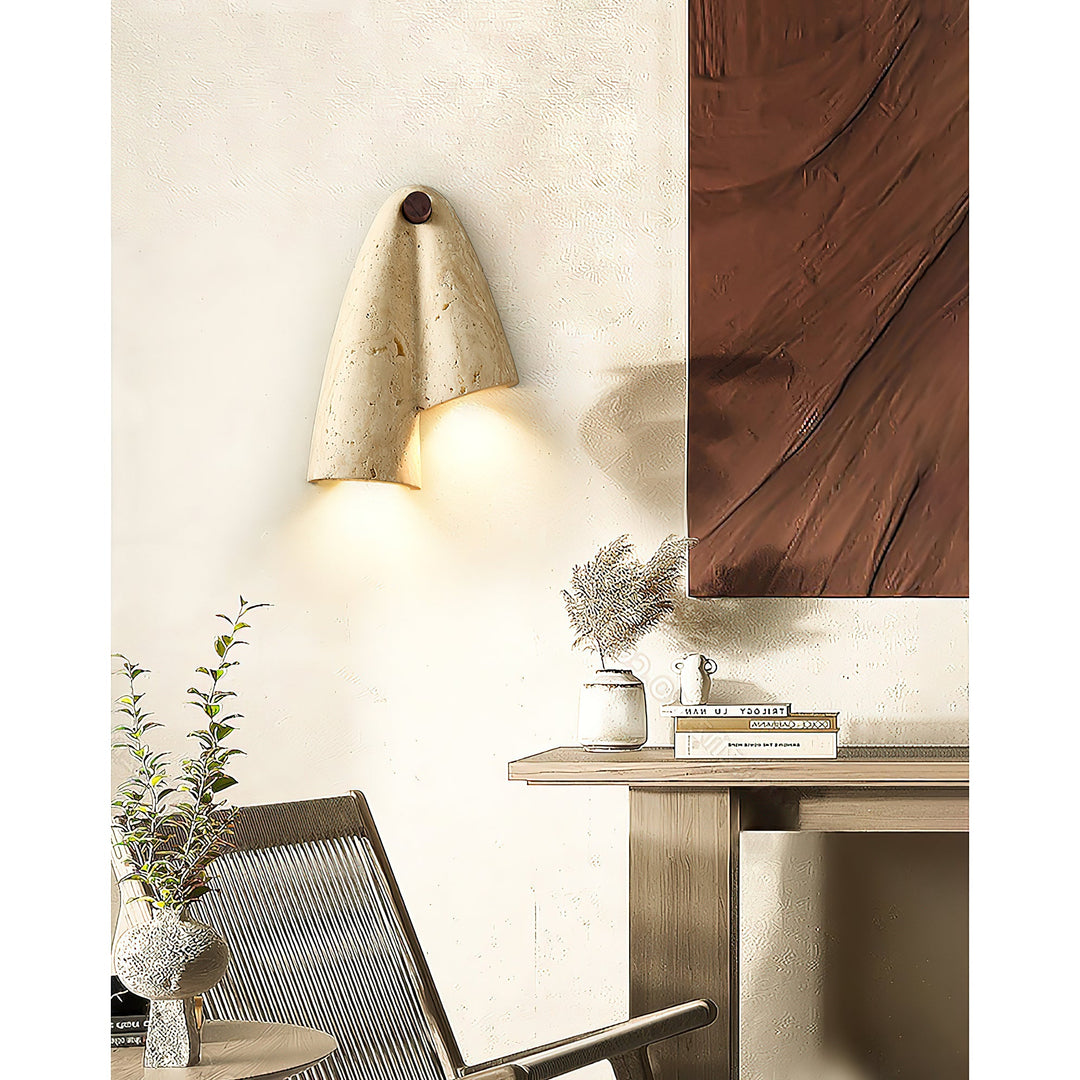 Travertin-Wandlampe – Minimalistische Stein-Wandleuchte Dekorative Beleuchtung für Wohnzimmer