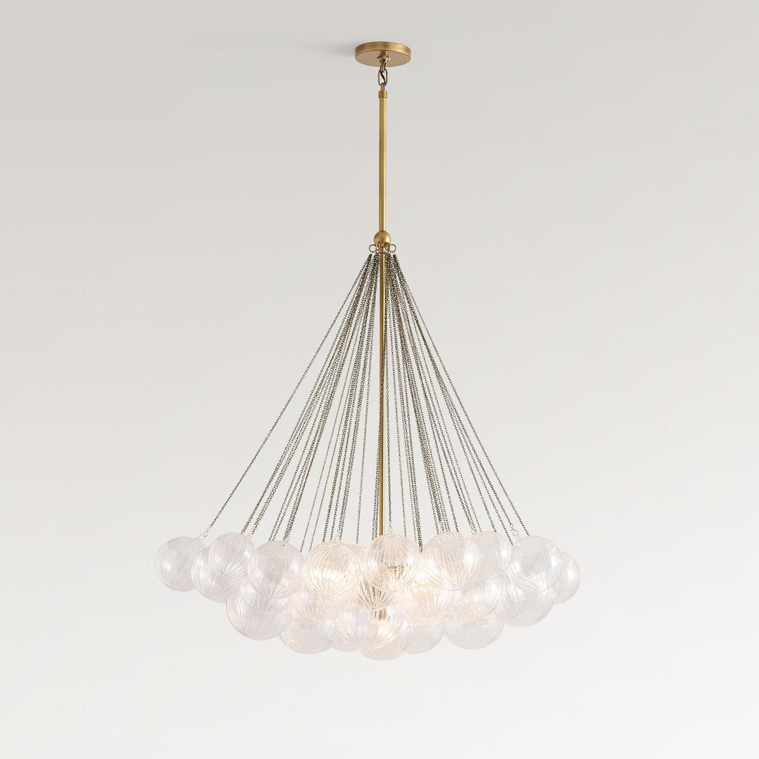 Lámpara de araña de cristal con burbujas Bravira - Iluminación vintage de latón ovalado y cristal