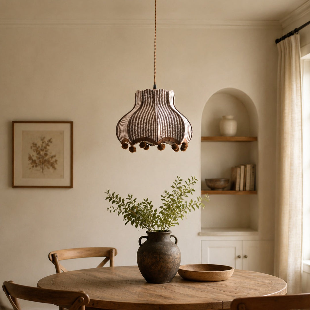 French Vintage Striped Fabric Pendant Lamp