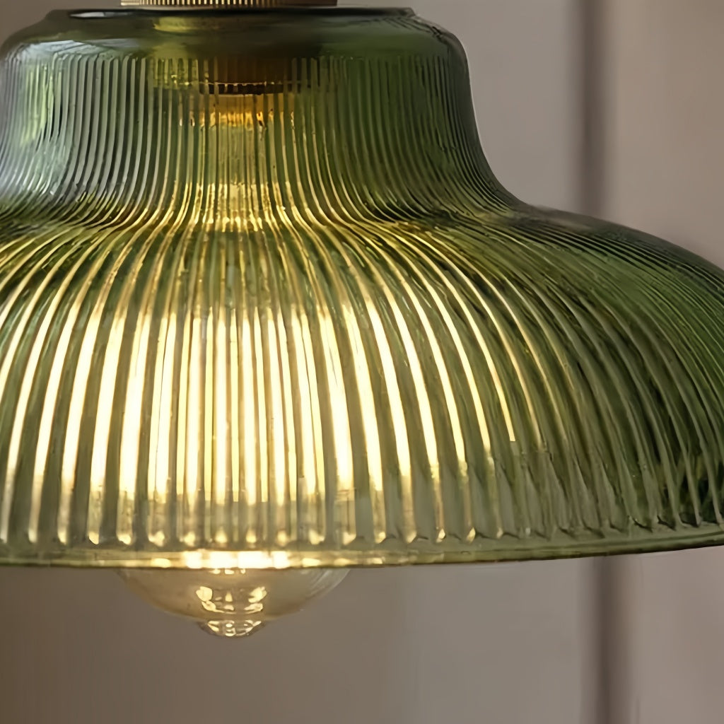 Lámpara colgante acanalada Ribilux - Vidrio y metal vintage para cocina y comedor