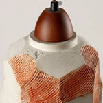 Bild in Gallery-Viewer laden, Solid wood lamp holder, cord lock, cream rim, and textured shade close-up