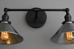 Charger l&#39;image dans la visionneuse de galerie, Conique Metal Industrial Wall Sconce with Dual Cone Shades - Vintage Metal Finish
