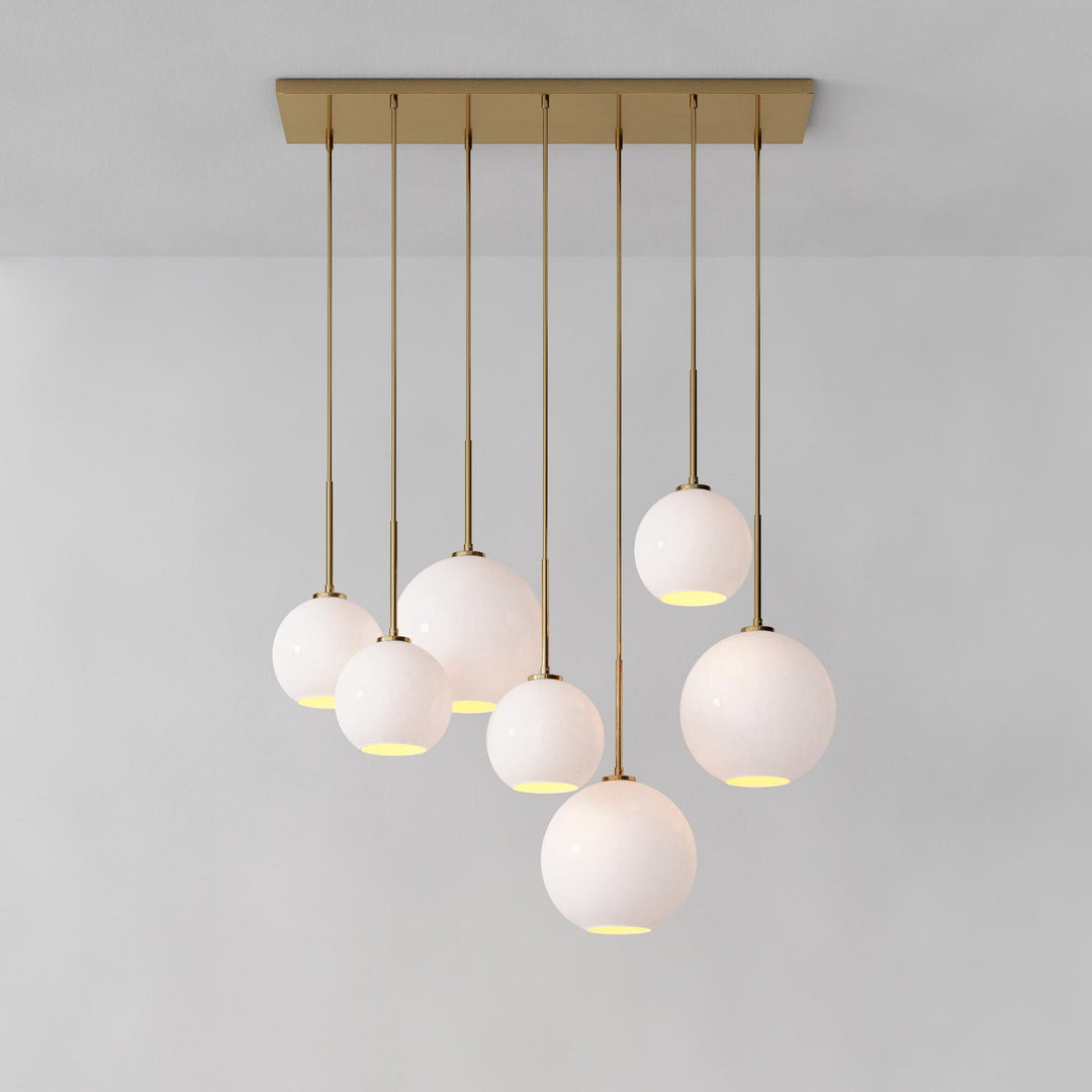 Selvion Eleganter 7-Licht Kugel Kronleuchter – Glas Pendelleuchte
