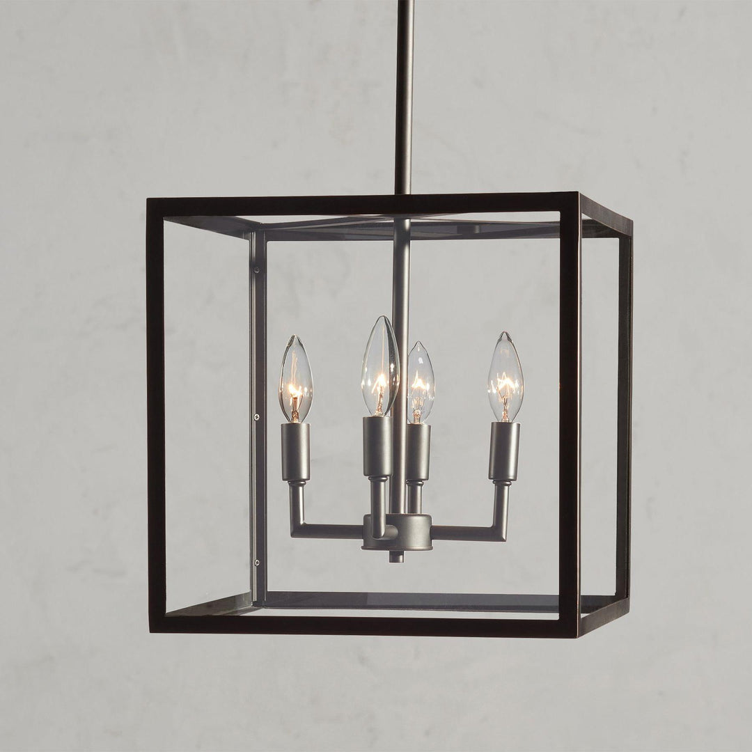 Lámpara colgante de exterior de vidrio Ferrix - Iluminación industrial para porches delanteros