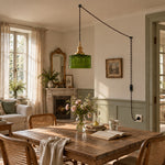 Charger l'image dans la visionneuse de galerie, Chevron Green Glass Plug-In Swag Pendant