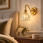 Bild in Gallery-Viewer laden, Vintage Brass Flower Glass Wall Lamp