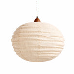 Charger l'image dans la visionneuse de galerie, Off white cotton-linen round pendant light on a white background