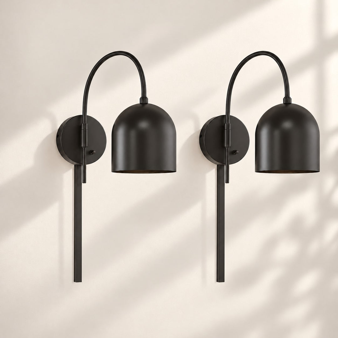 Dome Arm Plug-In Cord Arched Metal Wall Sconce