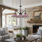 Cargar imagen en el visor de la Galería, Four-Light Stained Glass Chandelier